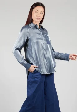 Sfizio Tops^Glossy Shirt in Blue