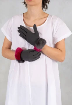 Vincent Pradier Gloves^Gloves in Dark Grey/Fuchsia