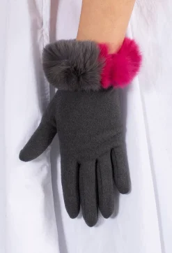 Vincent Pradier Gloves^Gloves in Dark Grey/Fuchsia