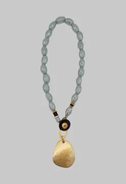 Eva Kay Necklaces^Gold Pendant Necklace in Metallic Blue