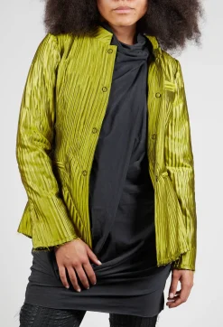 A_Me Jackets^Grandad Collar Jacket in Lime