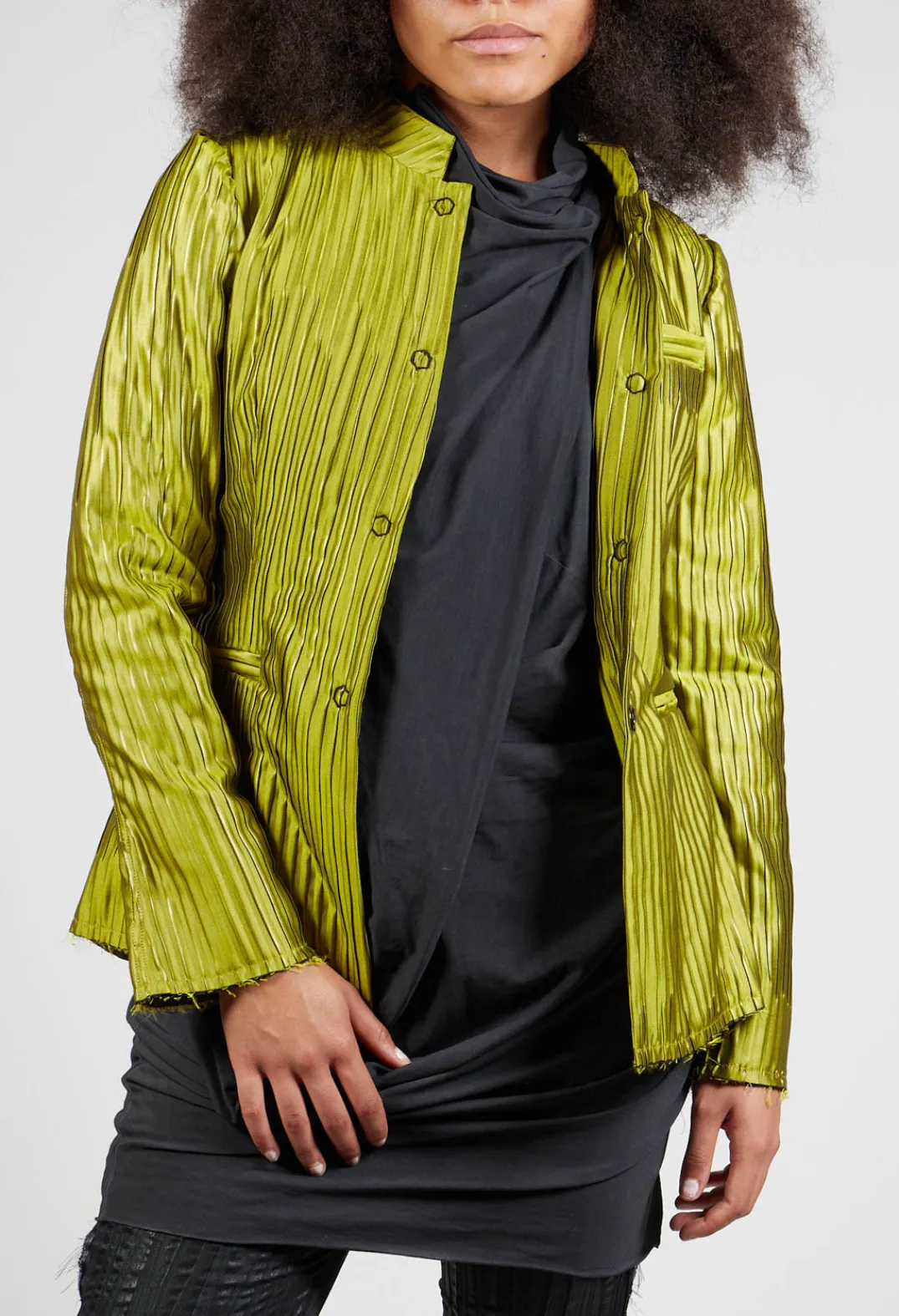 A_Me Jackets^Grandad Collar Jacket in Lime
