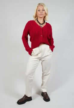 Beatrice B Knitwear|Cardigans^Grandad Knit Cardigan in Chili Pepper Red
