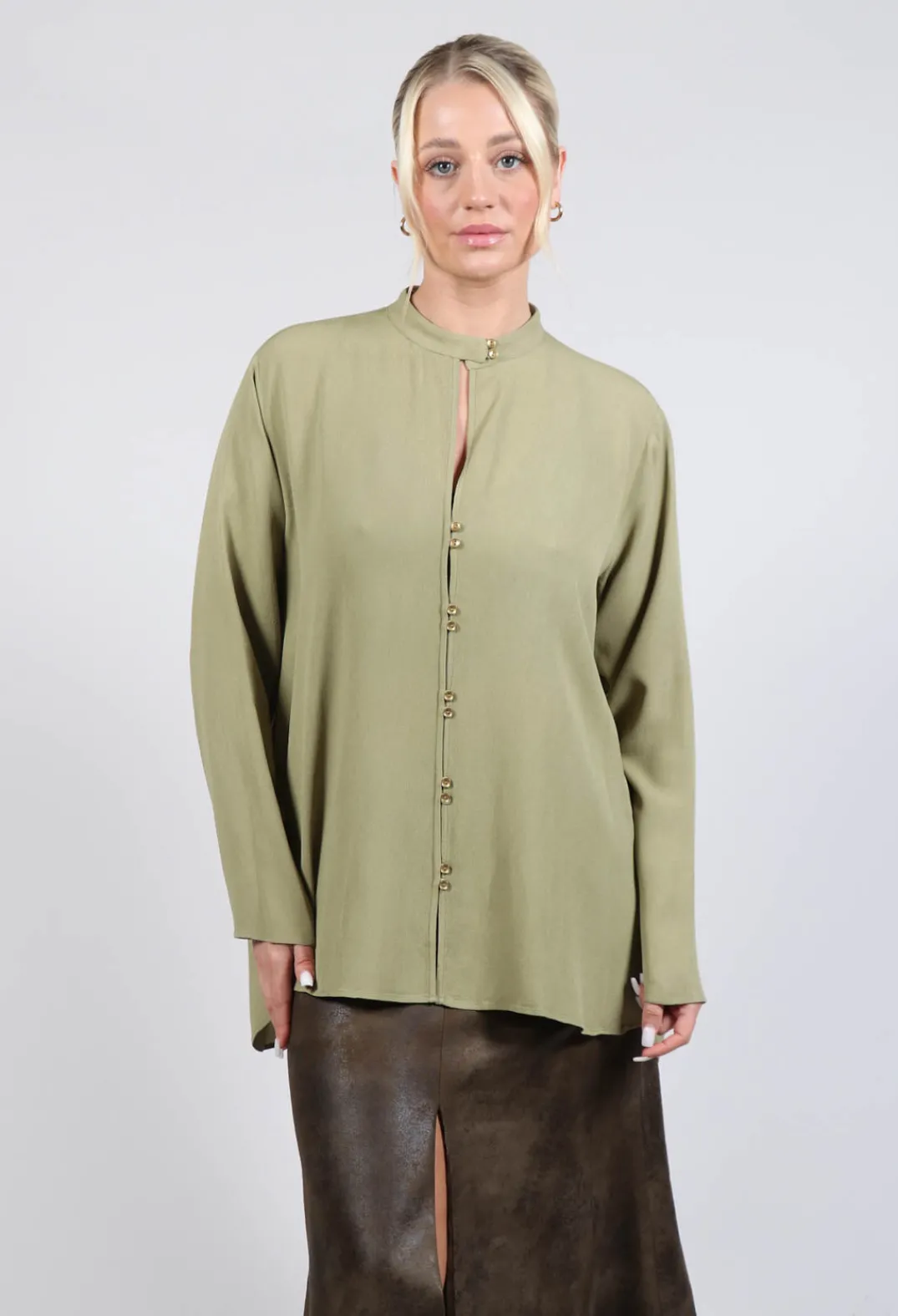 T.ba Tops^Hacking Blouse in Green