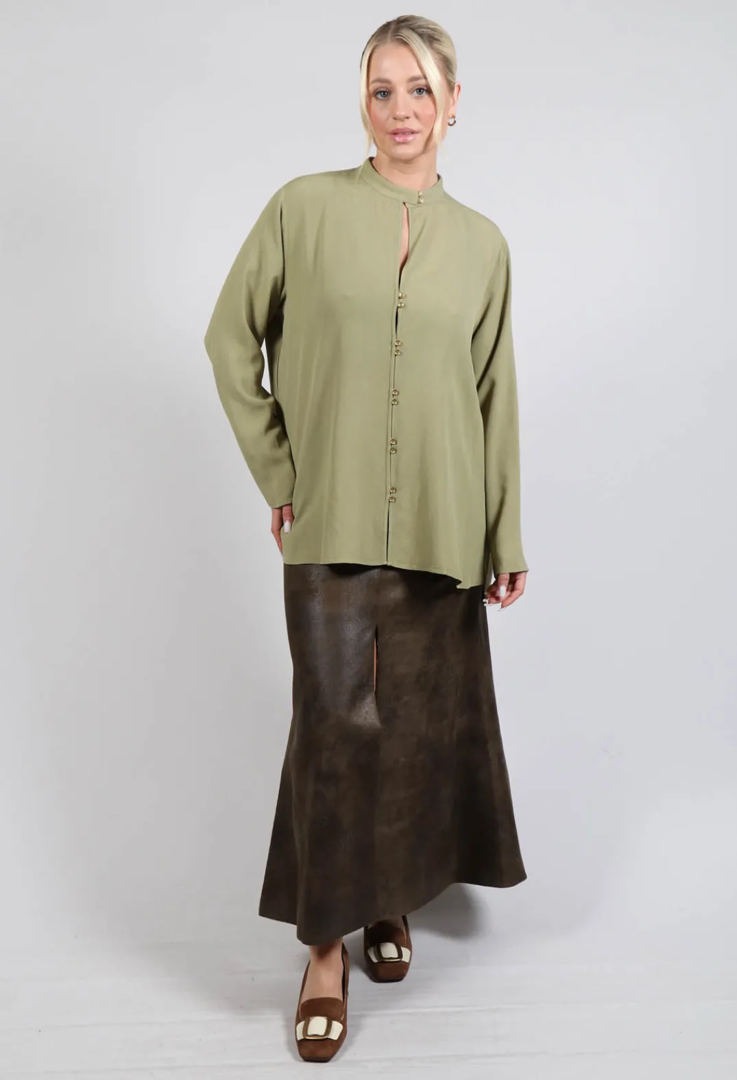 T.ba Tops^Hacking Blouse in Green