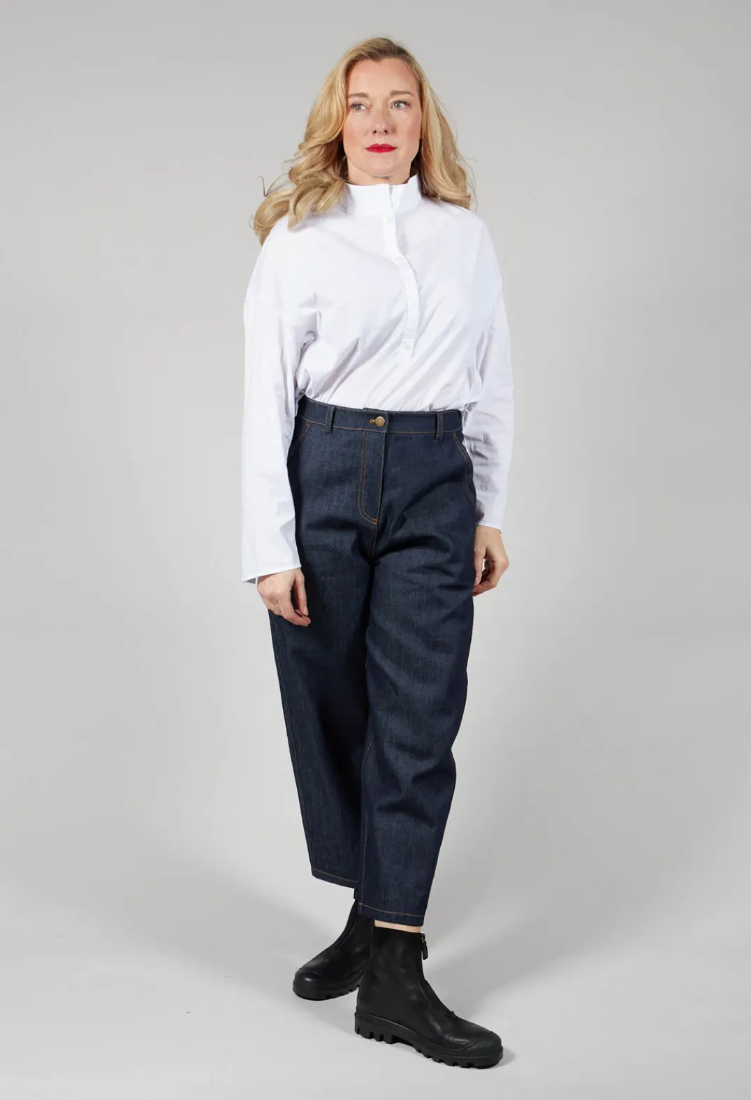 Elemente Clemente Shirts & Blouses^Half Button Through Shirt with Stand Collar in White