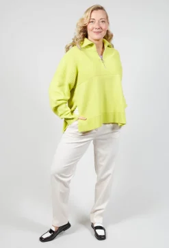 Beatrice B Jumpers^Half Zip Wool Jumper in Lime