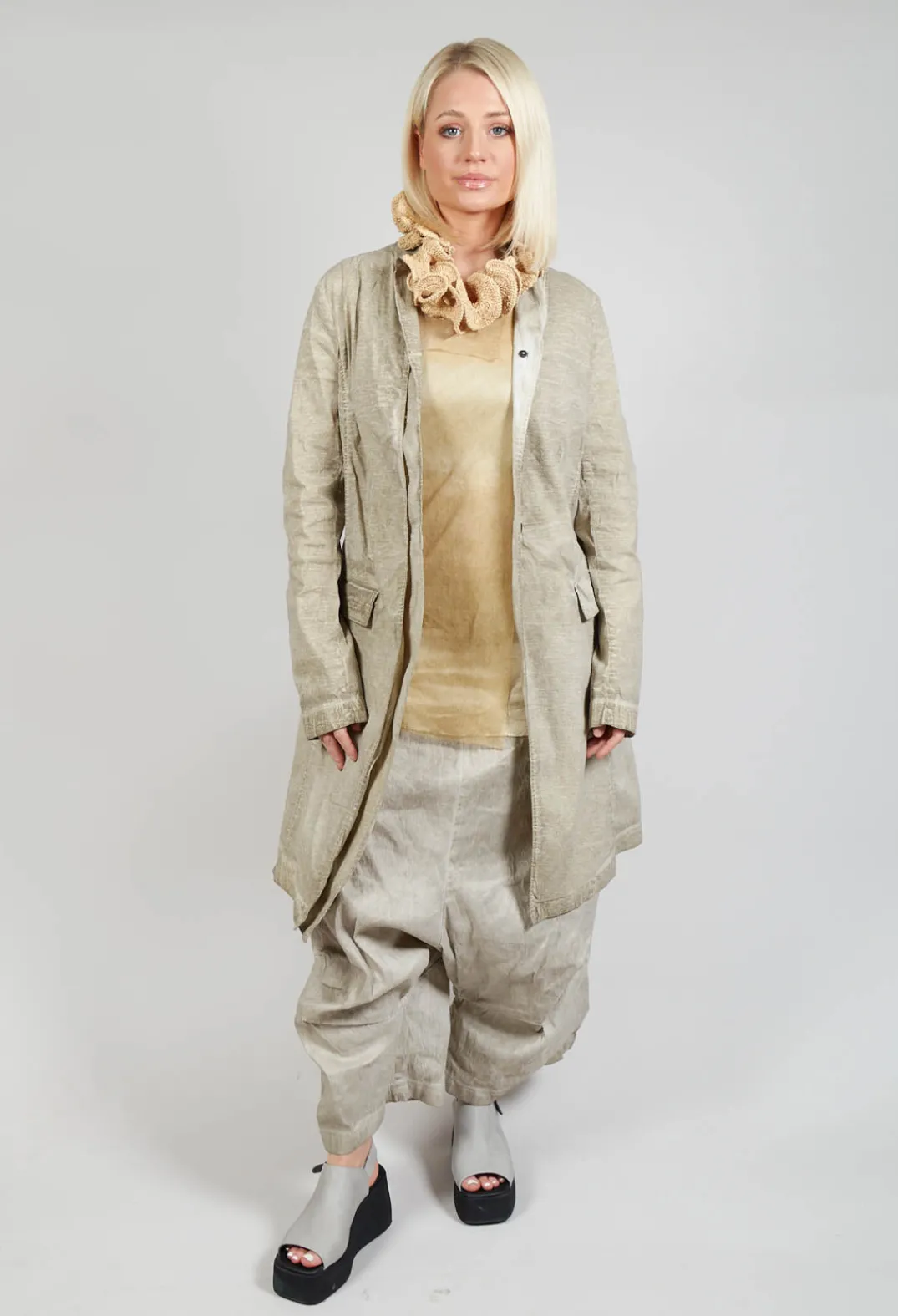 Rundholz Mainline Coats^Half-Placket Coat in Straw Cloud