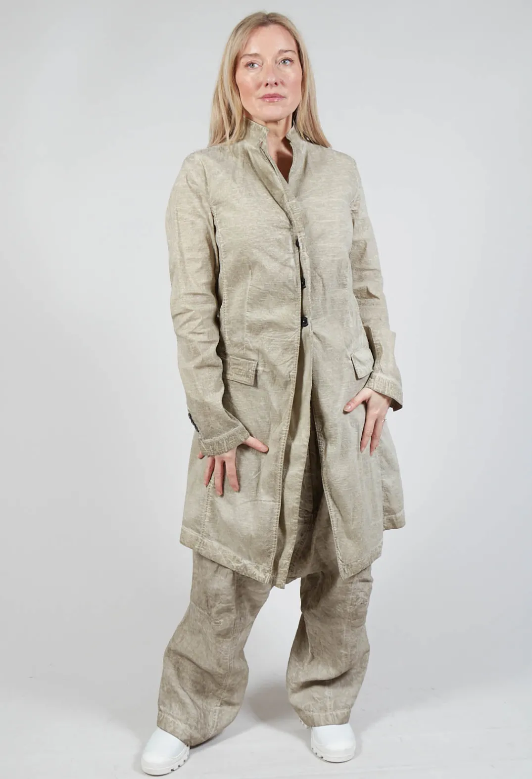 Rundholz Mainline Coats^Half-Placket Coat in Straw Cloud