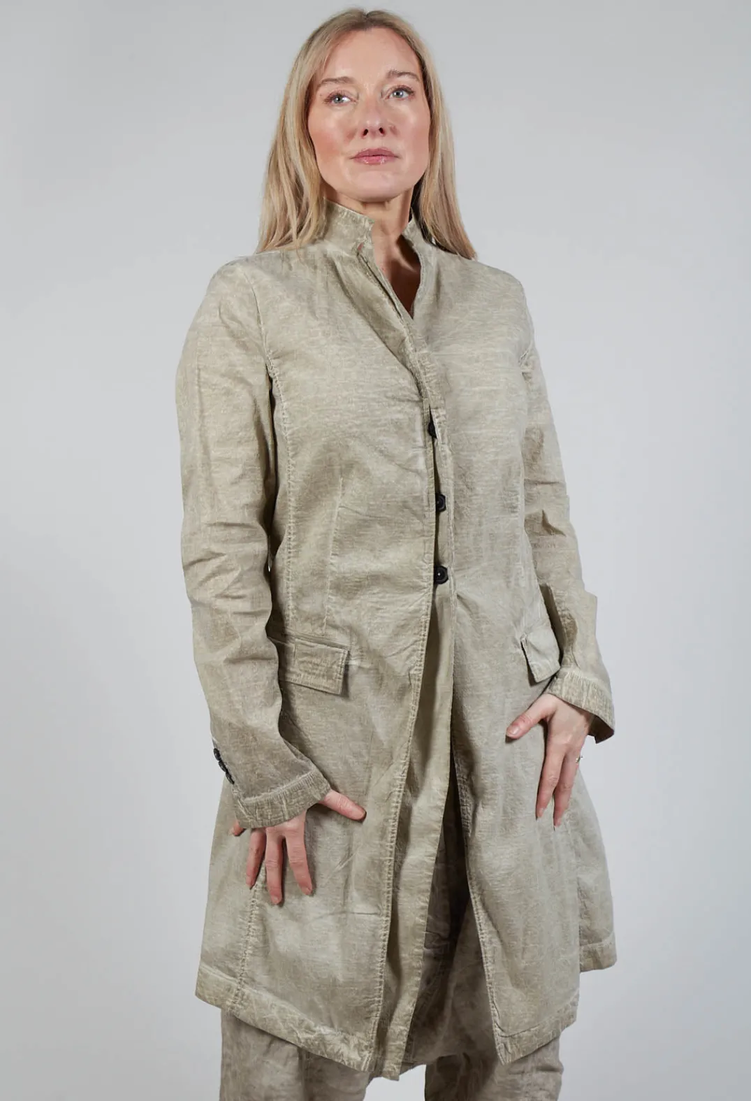 Rundholz Mainline Coats^Half-Placket Coat in Straw Cloud