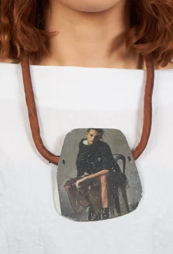 Italian Designer Necklaces^Handmade Fabric Necklace with Model Graphic