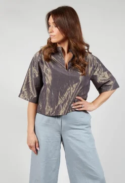 Akaaro Shirts & Blouses|Co-ords & Suits^Handwoven Silk Metal Blouse in Copper