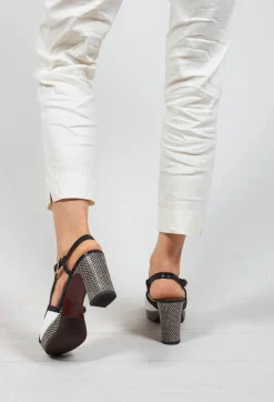 Chie Mihara Heels^Heeled Sandal with Contrasting Detail in Black and White