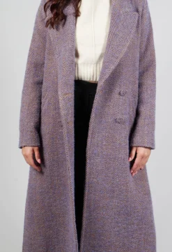 Beatrice B Coats^Herringbone Long Coat in Viola Purple