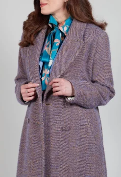 Beatrice B Coats^Herringbone Long Coat in Viola Purple