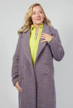 Beatrice B Coats^Herringbone Long Coat in Viola Purple