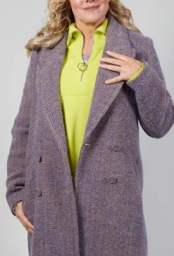Beatrice B Coats^Herringbone Long Coat in Viola Purple