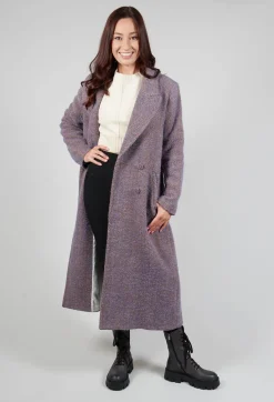 Beatrice B Coats^Herringbone Long Coat in Viola Purple