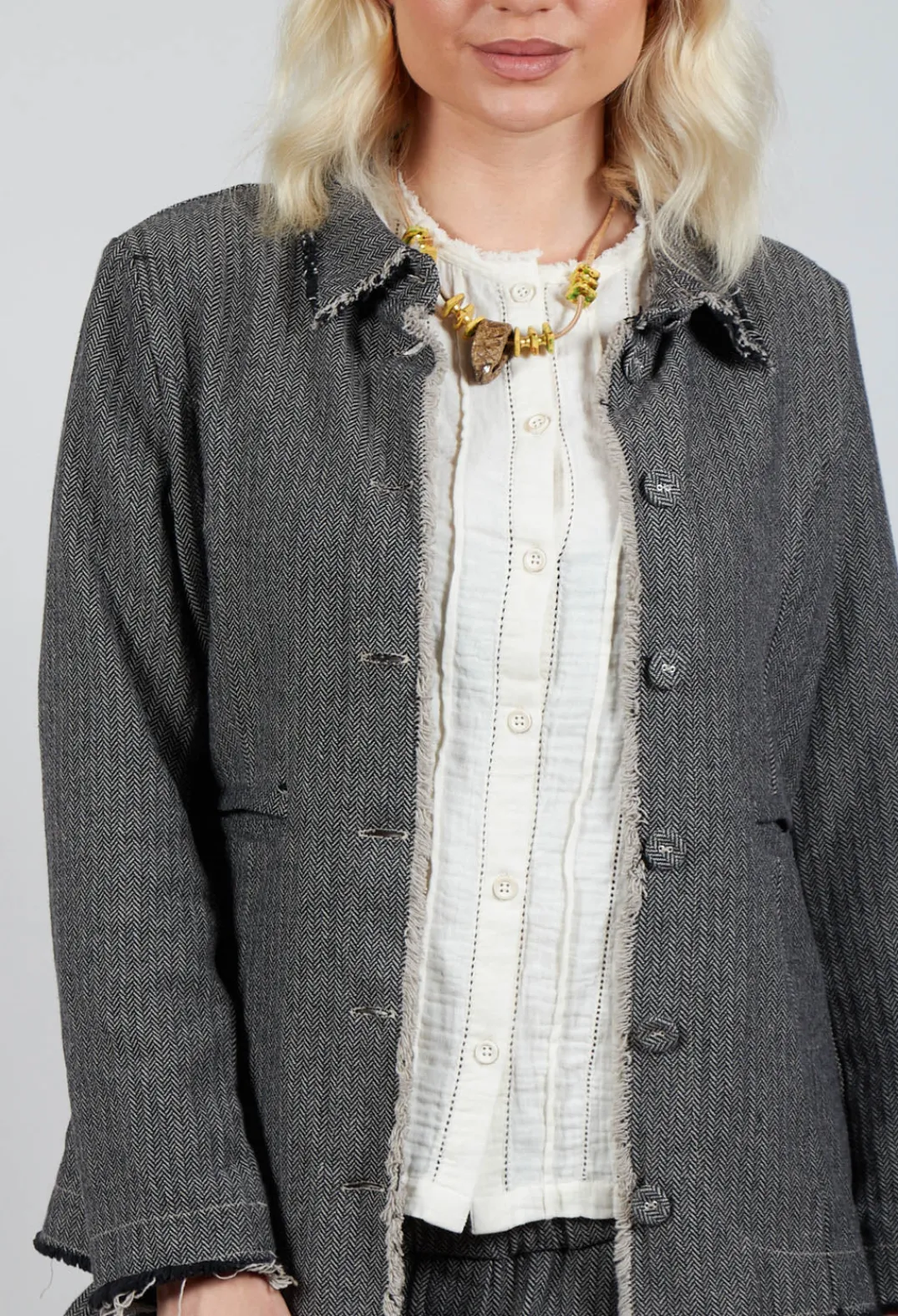 Amici Jackets^Herringbone Raw Edge Blazer Jacket in Sand