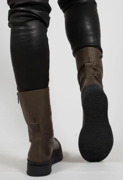 Lofina Boots^High Ankle Boots with Curved Zip in Gasoline Sottobosco