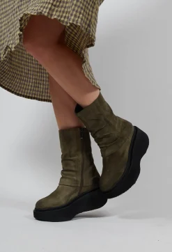 Lofina Boots^High Ankle Boots with Platform Sole in London Forest