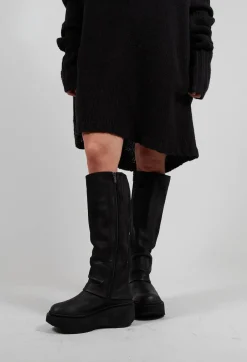 Lofina Boots^High Boots with Platform Sole in Gasoline Nero