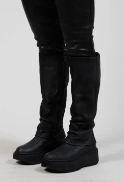 Lofina Boots^High Boots with Platform Sole in Gasoline Nero