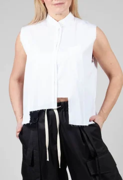Isabel Benenato Shirts & Blouses^High Collar Sleeveless Shirt in White