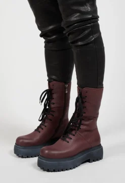 Lofina Boots^High Lace Up Boots in Gasoline Melanzana