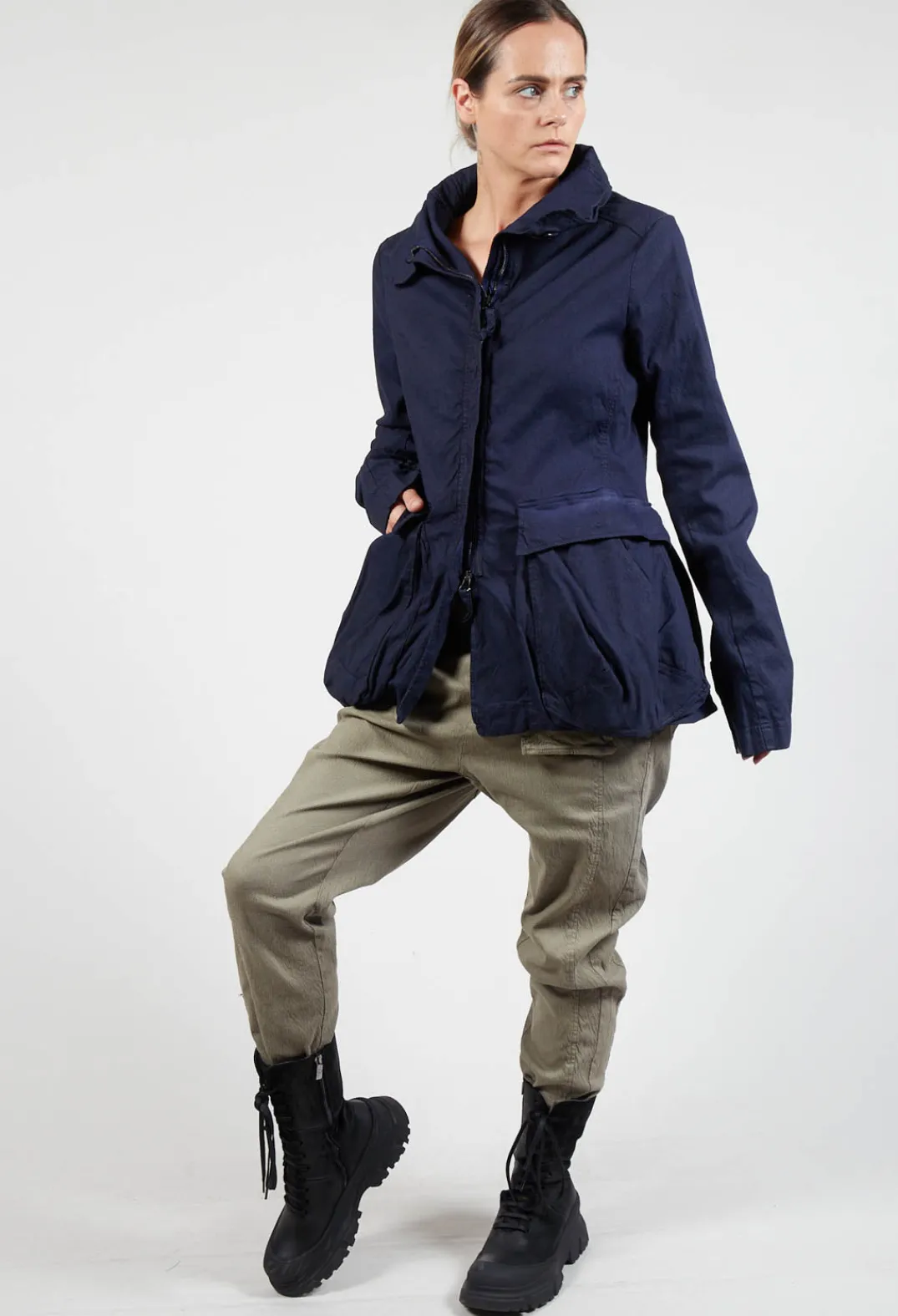 Rundholz Dip Jackets^High Neck Balloon Jacket with Statement Pockets in Grape