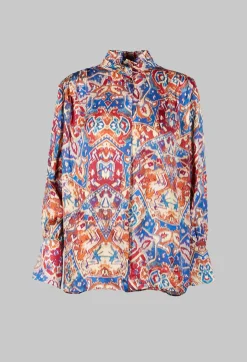 Sfizio Shirts & Blouses^High Neck Blouse with Ruffle in Azarro Print
