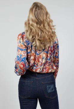 Sfizio Shirts & Blouses^High Neck Blouse with Ruffle in Azarro Print