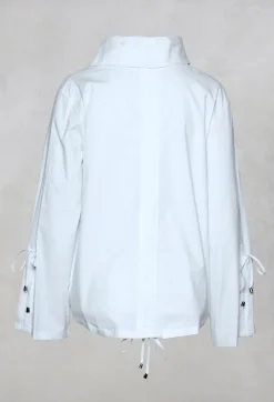 Nijii Shirts & Blouses^High Neck Blouse with Tie Detailed Sleeves in White