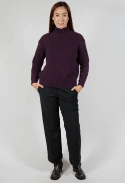 M J Watson Jumpers^High Neck Jumper in Aubergine
