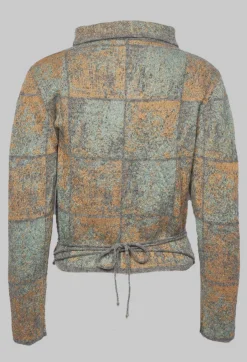 Sarah Pacini Jumpers^High Neck Jumper with Check Design in Grey Multicolour