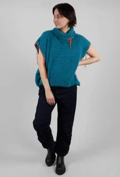 Be Your Essence Tops^High Neck Knitted Vest in Teal
