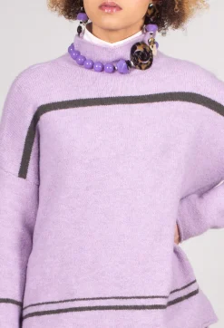 Operificio Neirami Jumpers^High Neck Stripe Jumper in Lilla