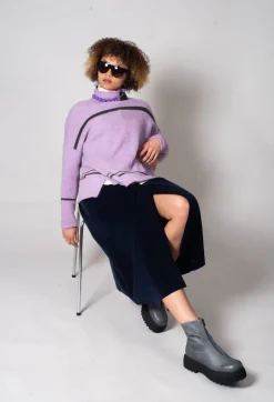 Operificio Neirami Jumpers^High Neck Stripe Jumper in Lilla
