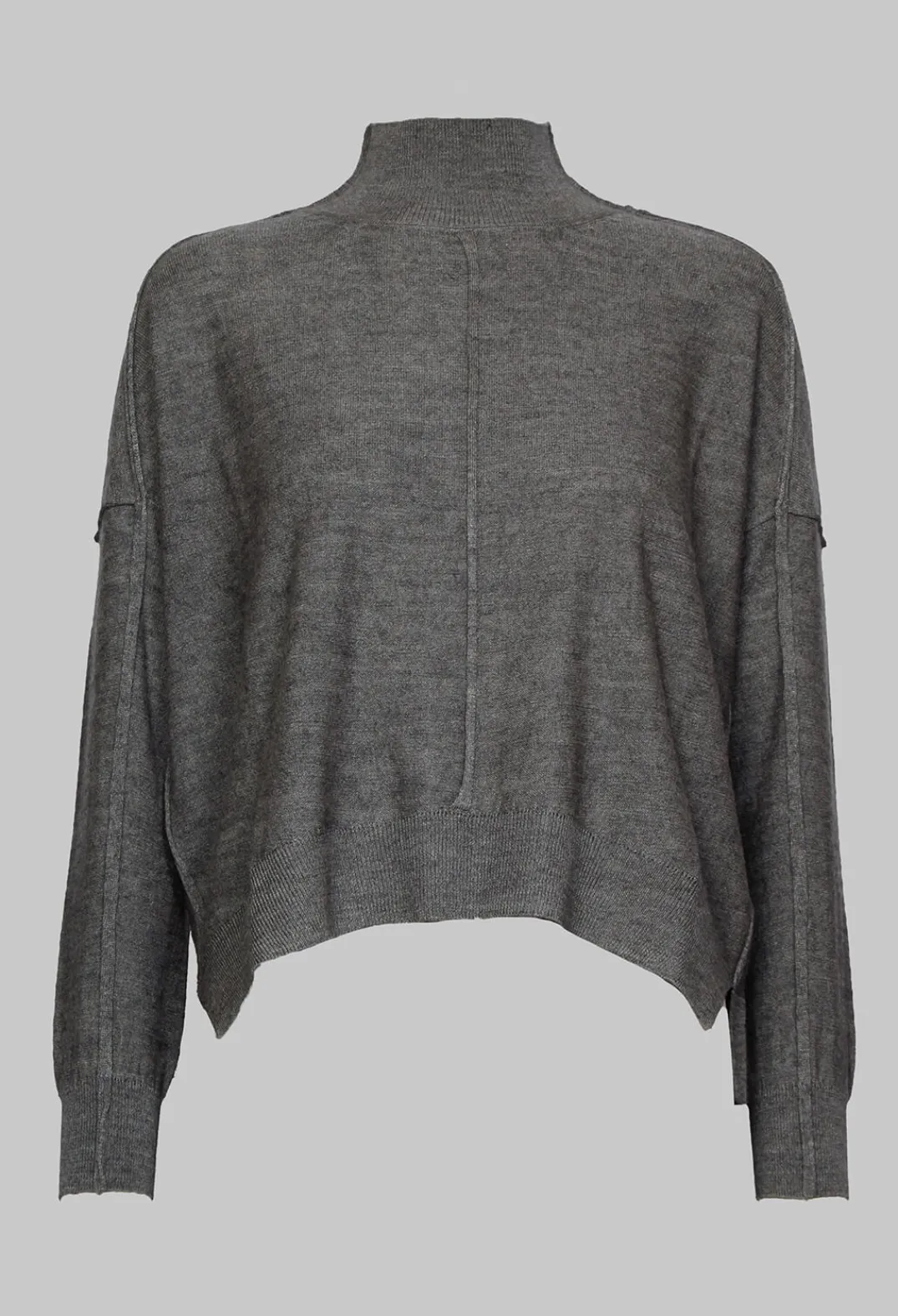 Nijii Jumpers^High Neck Sweater with Seam Detail in Grey