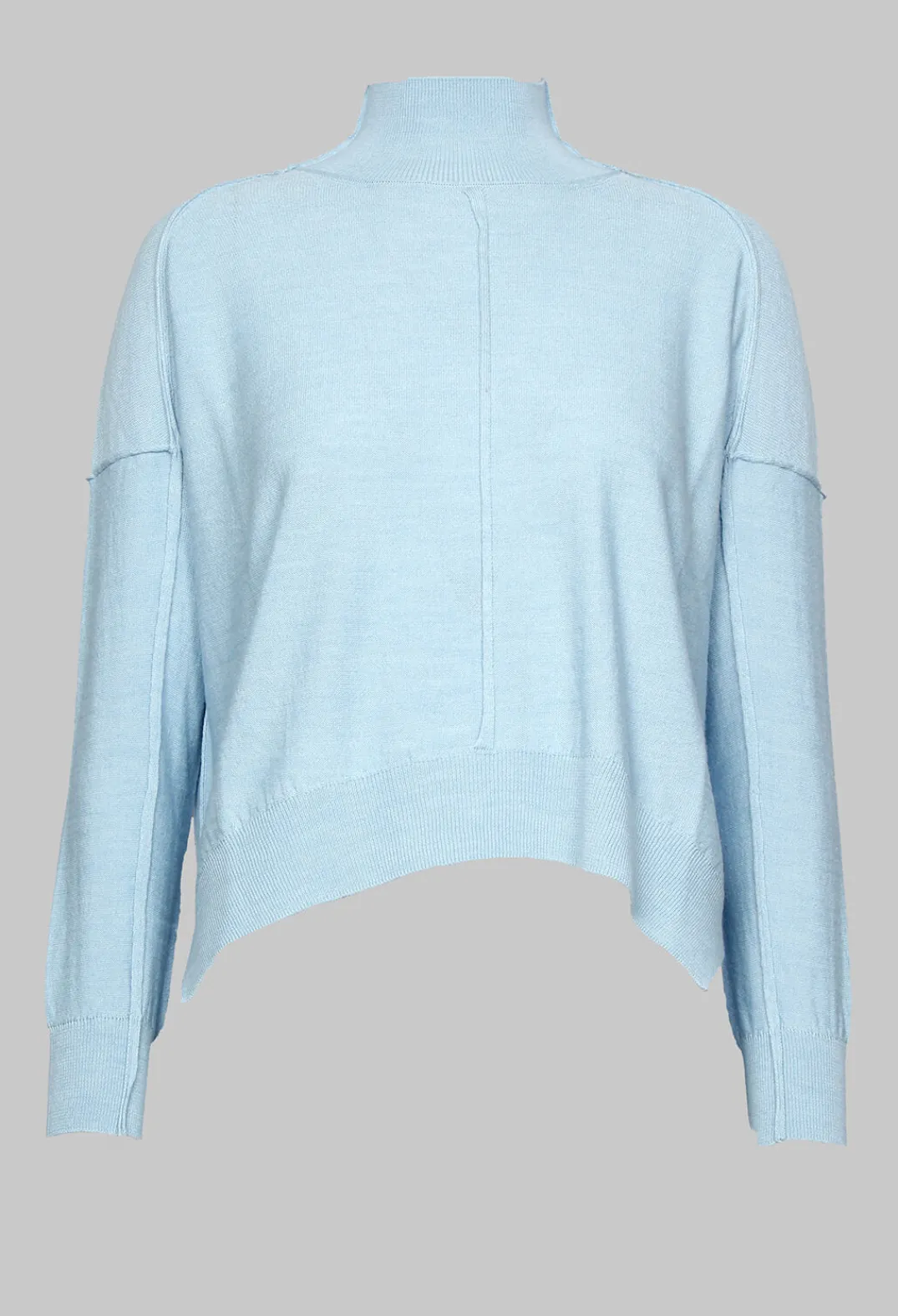 Nijii Jumpers^High Neck Sweater with Seam Detail in Light Blue