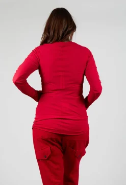 Rundholz Mainline Tops^High Neck Top in Cardinal Cloud