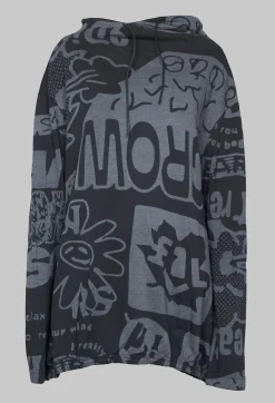 Rundholz Black Label T-shirts^High Neck Top with Contrasting Back Fabric in Black Print