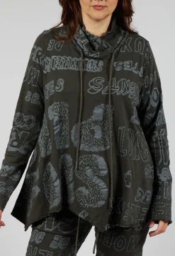 Rundholz Black Label Tops^High Neck Top with Drawstring in Jungle Shiny Print