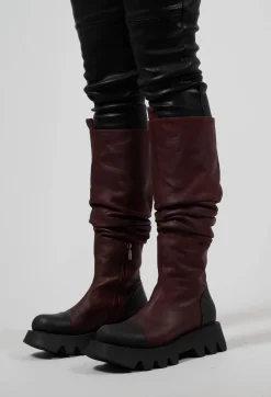 Lofina Boots^High Ruched Boots in Gasoline Lagrain