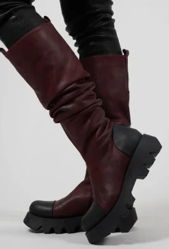 Lofina Boots^High Ruched Boots in Gasoline Lagrain