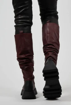 Lofina Boots^High Ruched Boots in Gasoline Lagrain
