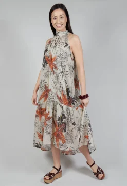 Sfizio Dresses^High-Neck Shift Dress in Palms Print