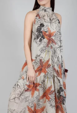 Sfizio Dresses^High-Neck Shift Dress in Palms Print