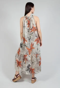 Sfizio Dresses^High-Neck Shift Dress in Palms Print