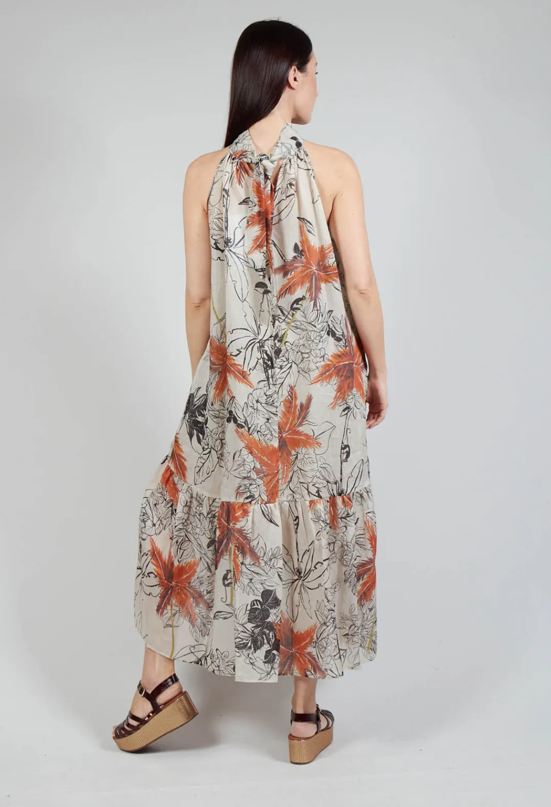 Sfizio Dresses^High-Neck Shift Dress in Palms Print